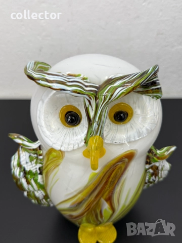 Стъклена сова / бухал Мурано стил. №7527, снимка 2 - Антикварни и старинни предмети - 52144199