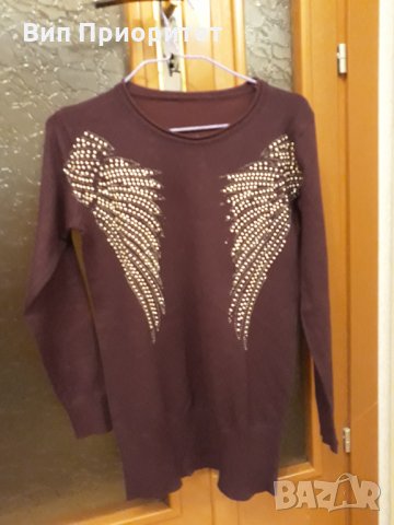 блуза с дълъг ръкав вишнева, снимка 3 - Блузи с дълъг ръкав и пуловери - 34825026