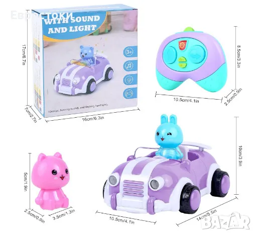 Играчка кола с дистанционно управление Wrystte за малки деца, мини RC кола със светлини и звуци, снимка 5 - Коли, камиони, мотори, писти - 47566529