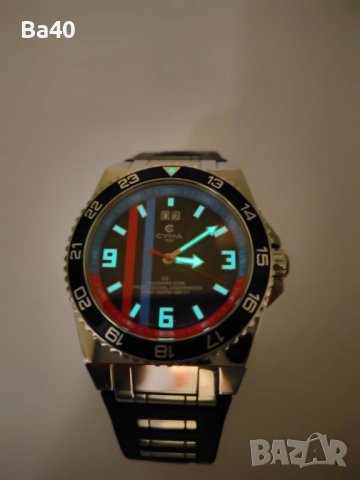 Швейцарски Cyma Ice Aquamare Star Professional Diver, 200m сапфир 43mm, снимка 5 - Мъжки - 51474433