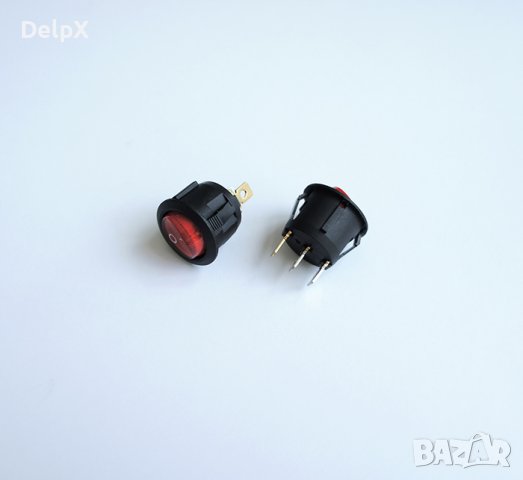 Ключ, 3pin, 2 положения, светещ, червен, 250V, 6A, Ф20mm, снимка 1 - Друга електроника - 42609959