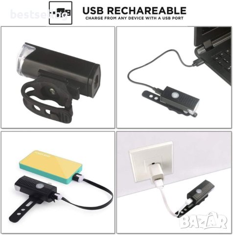 Фар и стоп за велосипед презареждащ се USB задни светлини за колело, снимка 4 - Аксесоари за велосипеди - 40796822