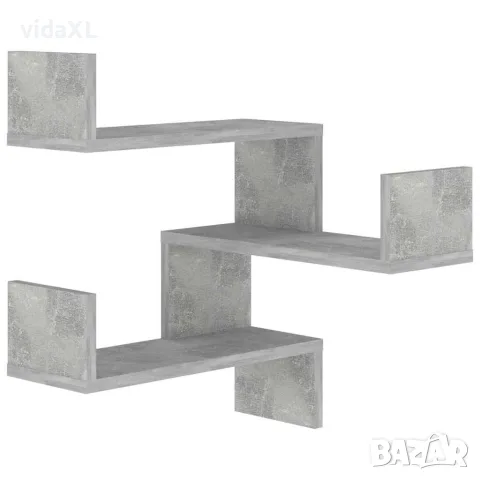 vidaXL Стенни ъглови рафтове, 2 бр, бетонно сиви, 40x40x50 см, снимка 4 - Ракли - 56147792