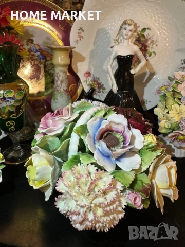 Royal Doulton England  Circa 1966 - “ Грандиозната цветна кошница” - порцеланова кошница с цветя, снимка 4 - Антикварни и старинни предмети - 52734661