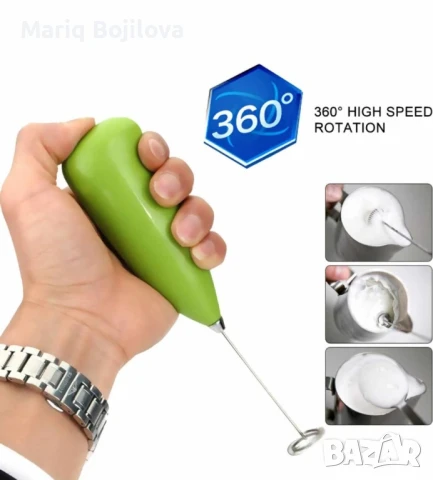Миксер за фрапе Rosberg, Бъркалка 11 см., 2xAA батерий, Зелен, снимка 2 - Чопъри и пасатори - 47856685