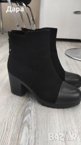 Дамски черни боти кожа и велур , снимка 6 - Дамски ботуши - 38089771