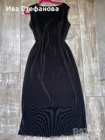 Нова дълга ежедневна черна рипс плисе еластична рокля рипс 44 нолер 