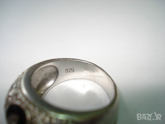 Сребърен пръстен с циркони и емайл, снимка 6 - Пръстени - 42260080