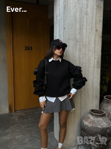 Суитшърт с панделки овърсайз, снимка 6 - Суичъри - 52333257