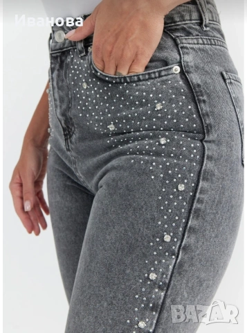 Нови дамски сиви дънки Л, снимка 5 - Дънки - 53211025