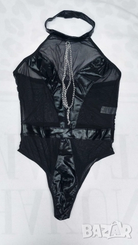 ХХЛ ХЛ кожено боди с тюл елементи