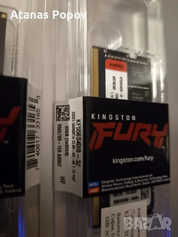 32GB DDR5 5600MT/s, SO-DIMM, Kingston Fury Impact KF556S40IB-32, 1.1V