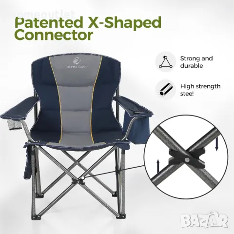 ПРОМОЦИЯ Сгъваем къмпинг стол ALPHA CAMP Е01CC401-BU, снимка 5 - Къмпинг мебели - 48880172