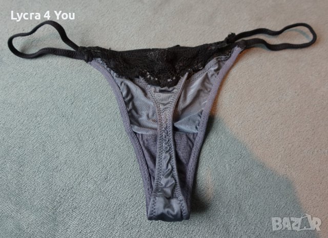 S сиви лъскави прашки с ликра и черен ластичен колан с дантела, снимка 1