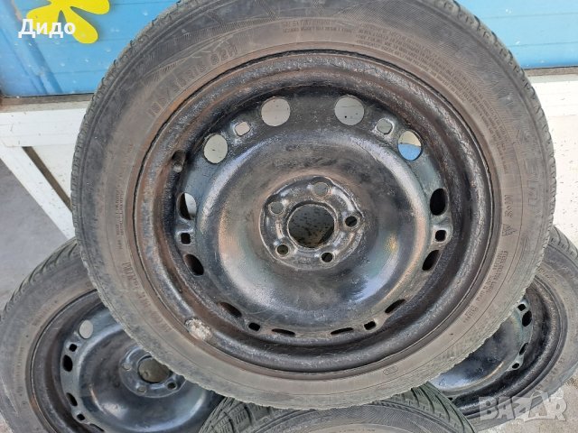 Железни джанти 15 цола с гуми за VW 5 х 100 , снимка 2 - Гуми и джанти - 42365412