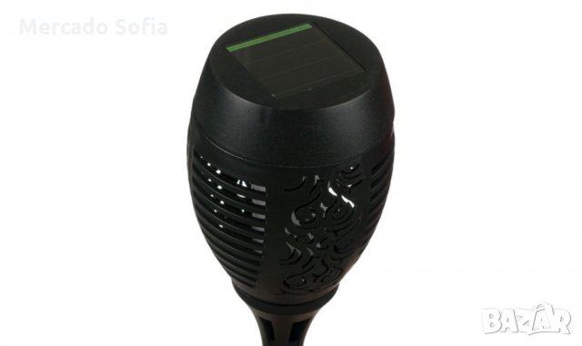 Соларен фенер LED факел с ефект на пламък пластмаса черен 49 cm , снимка 2 - Соларни лампи - 31909970