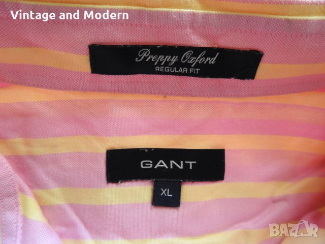 GANT Мъжка риза с дълъг ръкав (XL) раирана розова, снимка 8 - Ризи - 34063265