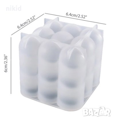 3D Кубче 9 топчета buble силиконов молд форма фондан гипс свещ шоколад , снимка 6 - Форми - 31229627