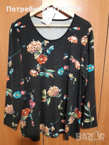 НОВО!Размер 56-3xlи58-4xlПрекрасна блузка с цветя,БГ произв., снимка 3 - Блузи с дълъг ръкав и пуловери - 35361941