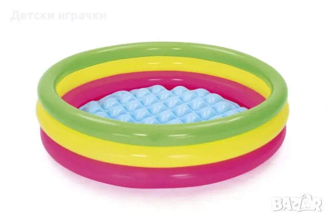 Детски надуваем басейн Bestway, Pool, 102 х 25 см, 3 пръстена, с меко дъно, снимка 3 - Басейни и аксесоари - 49937207