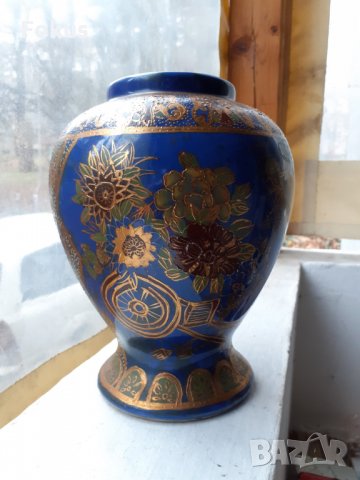 Голяма стара антикварна ваза Сатцума Satsuma ръчно рисувана, снимка 1 - Антикварни и старинни предмети - 35141782