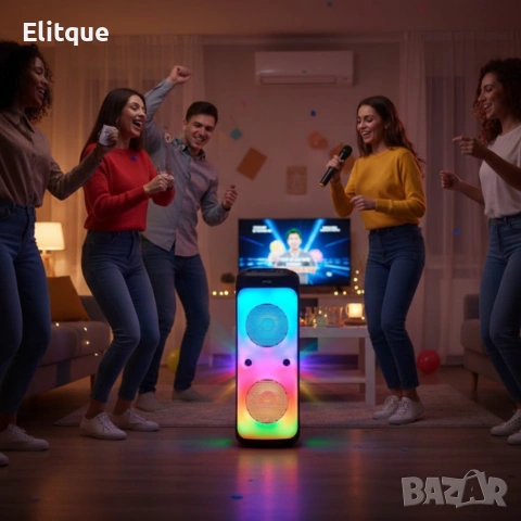 Караоке тонколона – 40W, Bluetooth, с микрофон и дистанционно управление, снимка 4 - Тонколони - 53120214