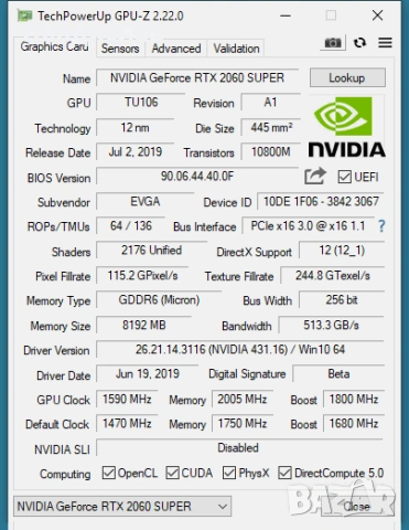 EVGA Rtx 2060 super, снимка 5 - Видеокарти - 54243328
