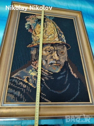 Гоблен "Човекът със златния шлем 1650", снимка 4 - Гоблени - 53331370