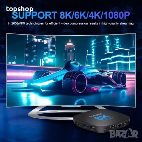Android TV Box 13.0 2GB / 16GB Поддръжка на 8K 2.4G 5.0G WiFi TV Box Android 2023 RK3528 Чипсет..., снимка 2 - Плейъри, домашно кино, прожектори - 51598448