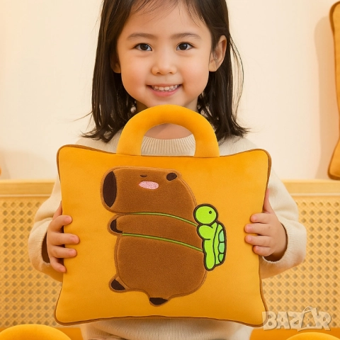 Мека капибара възглавничка 2-в-1 – играчка и одеяло за гушкане Labubu capy Bara , снимка 8 - Плюшени играчки - 51883904