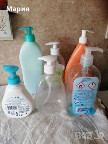 Празни флакони с Дозатор със заключващ се механизъм за дезинфектант, гелове, шампоани-8 броя, снимка 5 - Препарати за почистване - 28456572