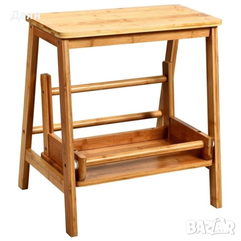 Сгъваема бамбукова табуретка, стълба с 2 стъпала COSTWAY, снимка 5 - Други стоки за дома - 53163661