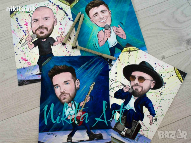 Карикатури по поръчка ръчно рисувани, снимка 8 - Картини - 45829916