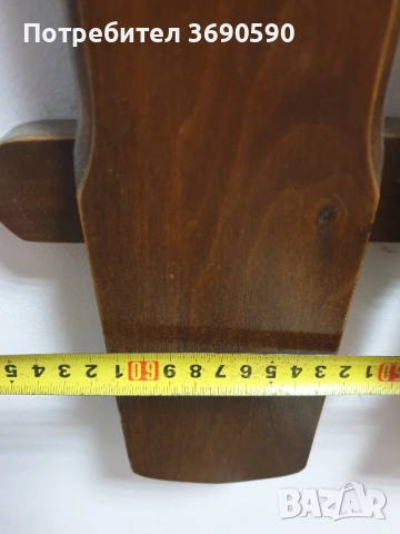 Дървена закачалка за дрехи за коридор с декоративна дървена чиния, снимка 4 - Портманта - 53884397