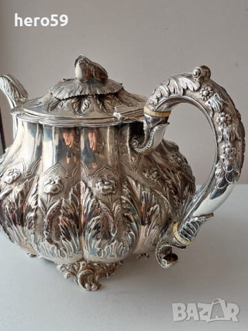 Стара сребърна-925 английска кана(чайник) сребро 925 проба, снимка 2 - Антикварни и старинни предмети - 44583376