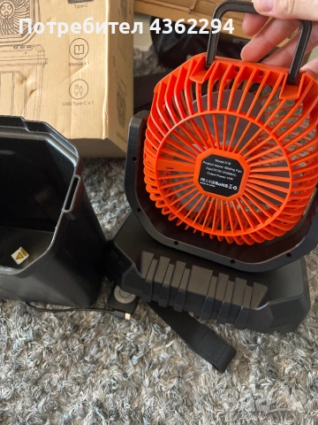 Безжичен къмпинг вентилатор с LED осветление, водна мъгла и дистанционно, снимка 3 - Вентилатори - 54243804