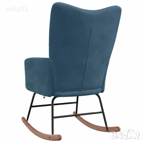 vidaXL Люлеещ стол, син, кадифе, снимка 4 - Столове - 56146949