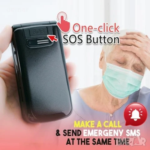 VOCA Телефон с големи бутони за възрастни хора |Отключен 4G LTE |Силен звук |SOS бутон |V340 (Черен), снимка 2 - Други - 50446717