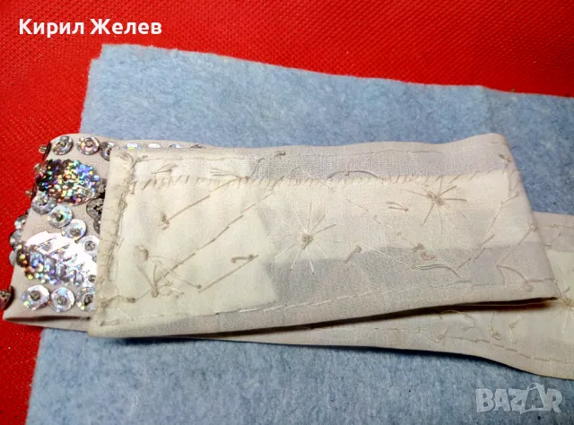 Стар ЕТНОГРАФСКИ ДАМСКИ КЕНАРЕН КОЛАН УКРАСЕН с ФЛОРАЛНИ МОТИВИ от БЛЕСТЯЩИ ПАЙЕТИ 47663, снимка 6 - Антикварни и старинни предмети - 47962851