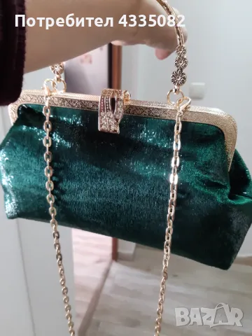 Дамска парти чанта в зелен цвят, снимка 8 - Чанти - 48731838