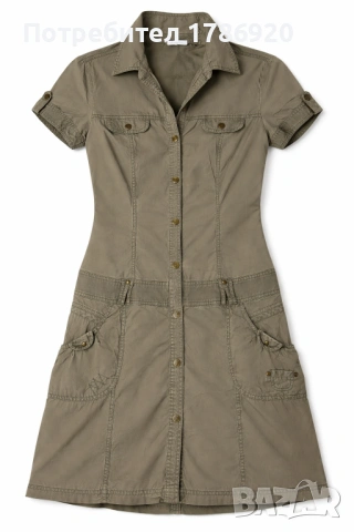 PROMOD рокля-сафари в маслинено зелено - размер M
