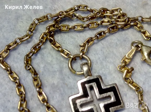 СРЕБЪРЕН КРЪСТ 925 с БЯЛА ПОЗЛАТА и ЕМАЙЛ ИТАЛИЯ с СРЕБЪРНА ВЕРИЖКА СРЕБРО 925 с ЖЪЛТА ПОЗЛАТА 49967, снимка 9 - Колиета, медальони, синджири - 49957894