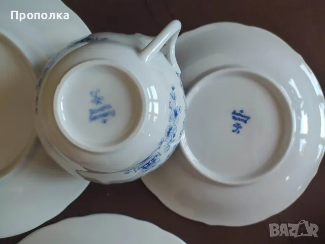 Троен сет - Красивата "Сhina blau" от Oskar Schaller 1909 - 1917, снимка 8 - Чаши - 48150514
