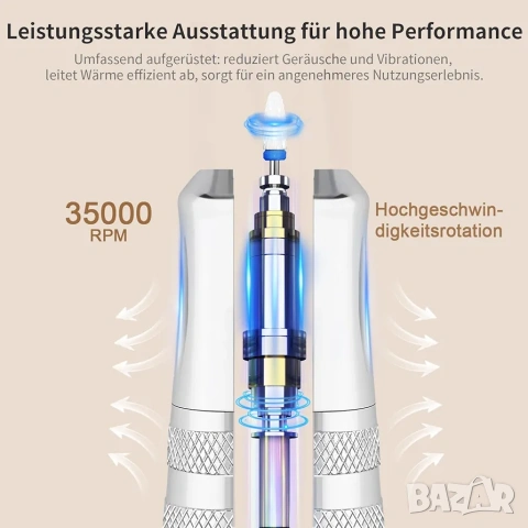 Професионална електрическа пила за нокти Enniewi 35000 RPM със зарядна станция, снимка 2 - Продукти за маникюр - 53265984