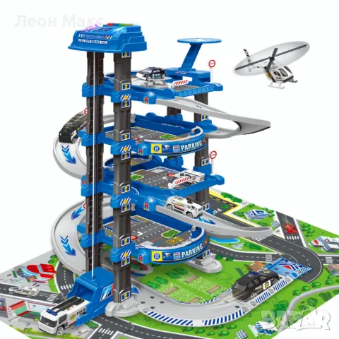 Писта на 5 нива Полиция, с асансьор и килим , снимка 2 - Коли, камиони, мотори, писти - 48300138