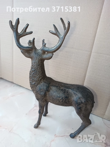 Чугунена фигура- елен, снимка 2 - Антикварни и старинни предмети - 52910475