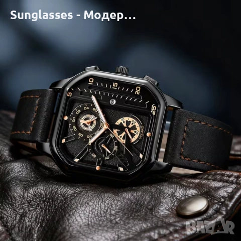 Ексклузивен ретро квадратен мъжки часовник с календар – вечна елегантност и прецизна изработка, снимка 3 - Мъжки - 54020857