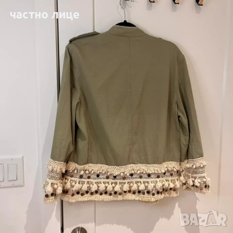 Дамско зелено памучно якенце Zara, снимка 14 - Якета - 54176839