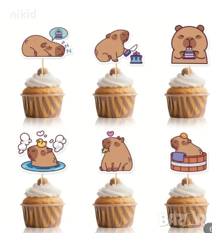 24 бр Лабубу Labubu топери за мъфини кексчета топер декор украса парти 