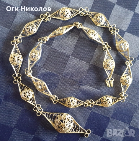 Ефектно филигранно коланче, снимка 8 - Антикварни и старинни предмети - 52219244